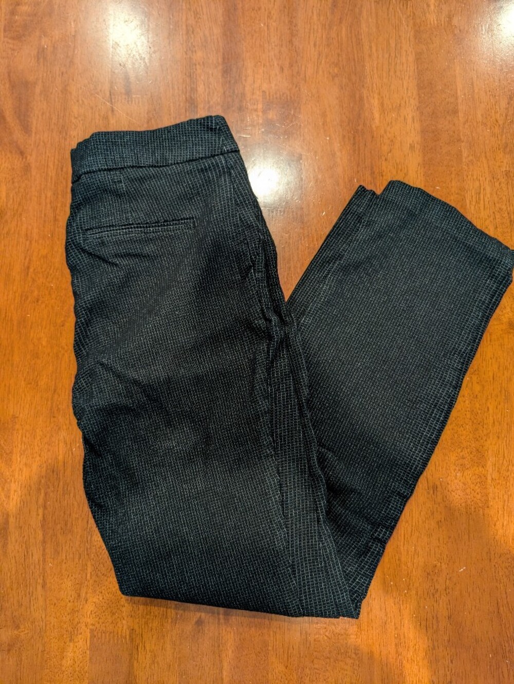 Hilary Radley Black Check Dress Pants with Pockets, Stretch, Size S, 28" Inseam
